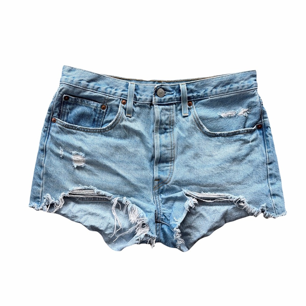Levi’s Distressed Light Blue Denim Shorts